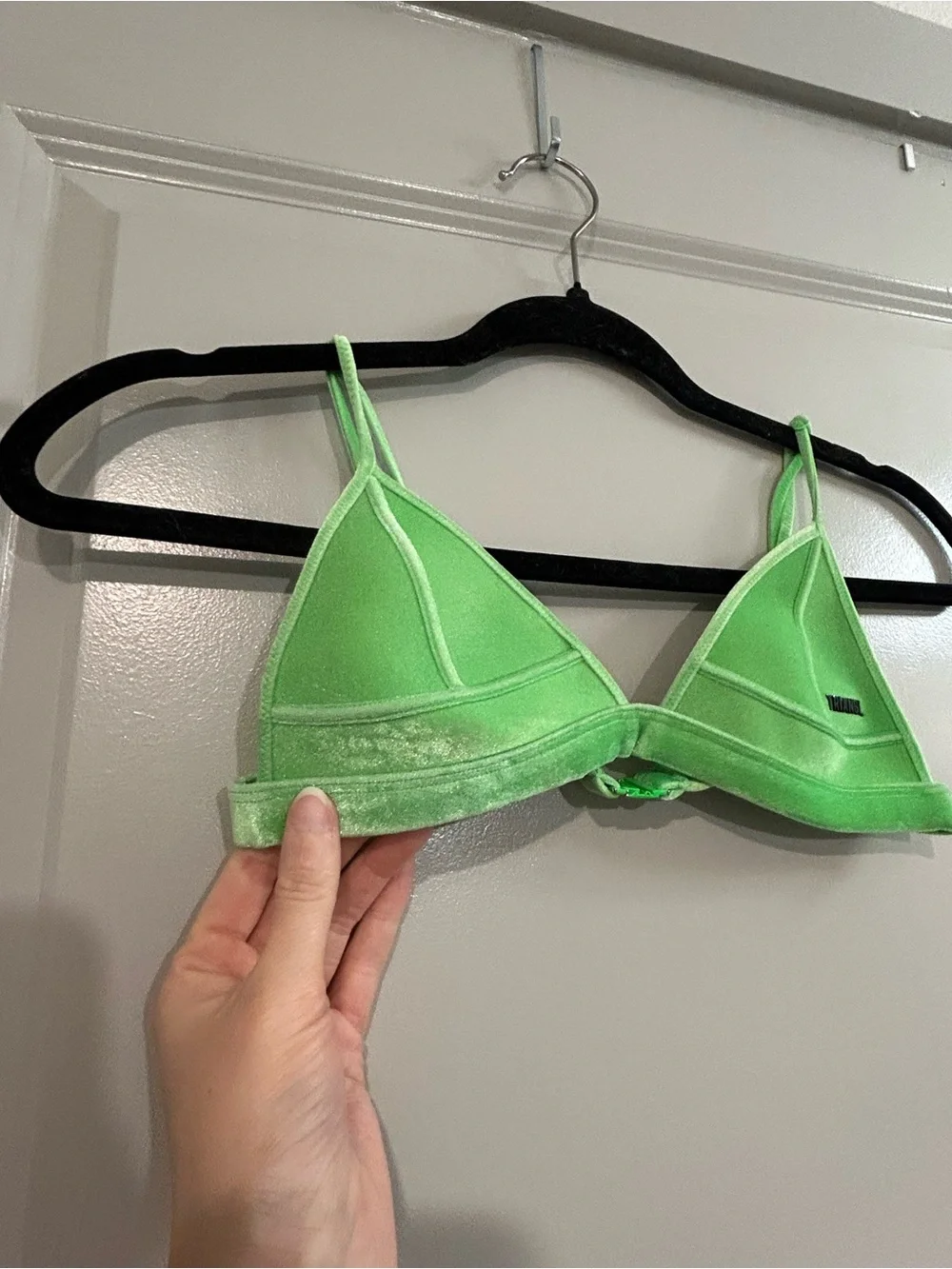 triangl swimwear Neon Lime Velvet Triangle Bikini Top